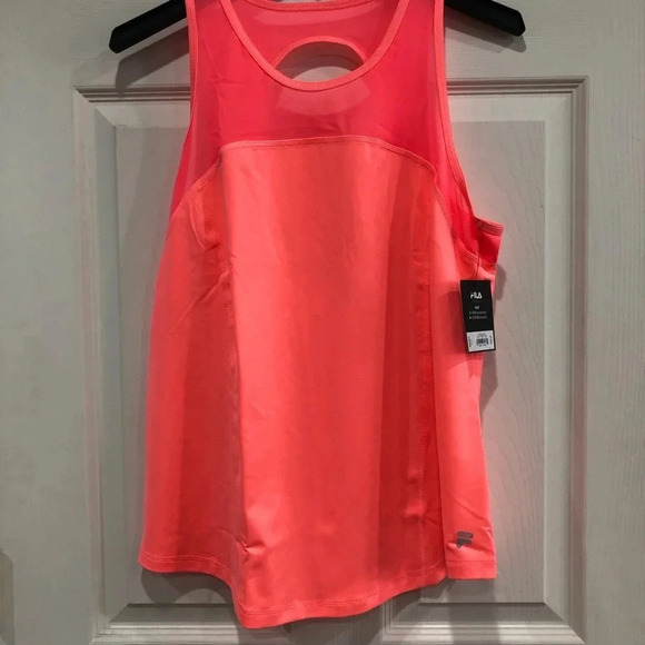 Fila Women’s L Large Oval Cutout Tank Top Mesh Orange (Melon) NWT - Picture 1 of 6